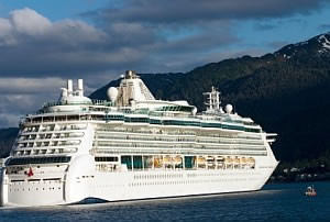 Cruise Ship Sailing through Inside Passage in Alaska Photo